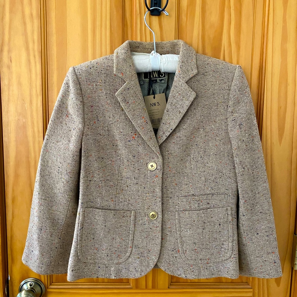 NWT Vintage Hobbs N.W.3 Goodison Blazer Wool Cotton Silk Blend Metal Buttons